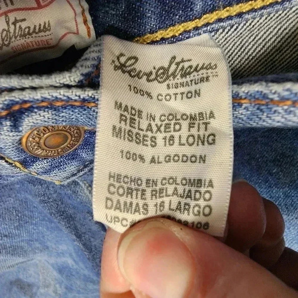Levis Strauss 100% Cotton Blue Jeans Relaxed Fit Misses 16 Long - Picture 4 of 7